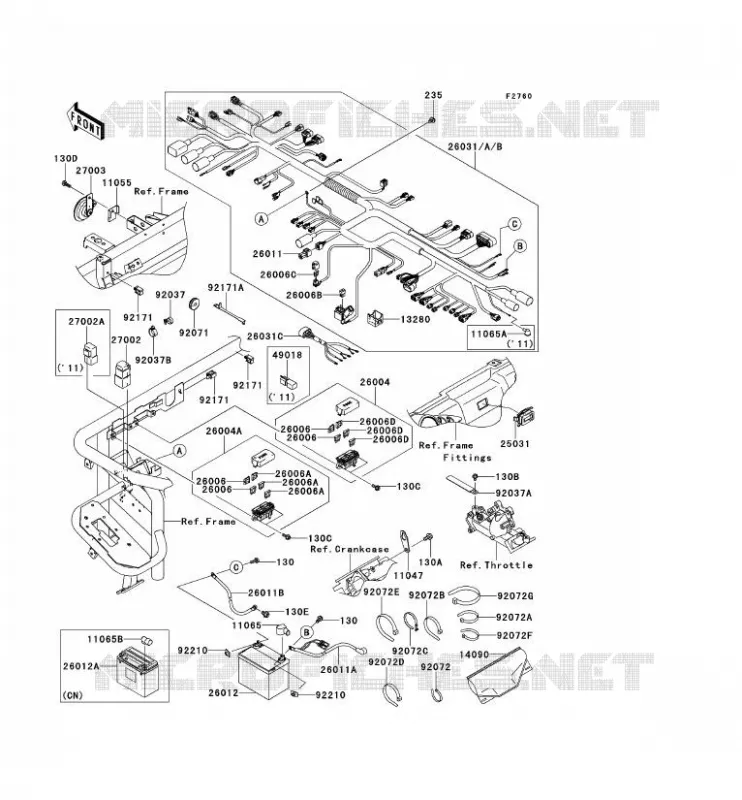 CHASSIS EQUIPMENT ELECTRIQUE Kawasaki SSV 620 2010 MULE 4010 4X4  KAF620MAF