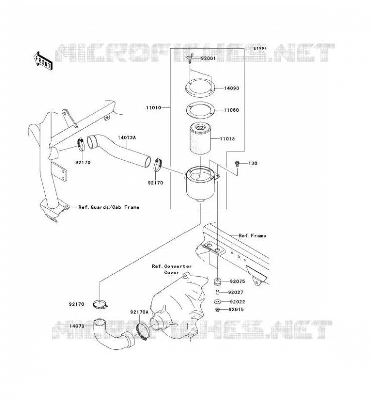 FILTRE A AIR - CONVERTISSEUR Kawasaki SSV 620 2010 MULE 4010 4X4  KAF620MAF