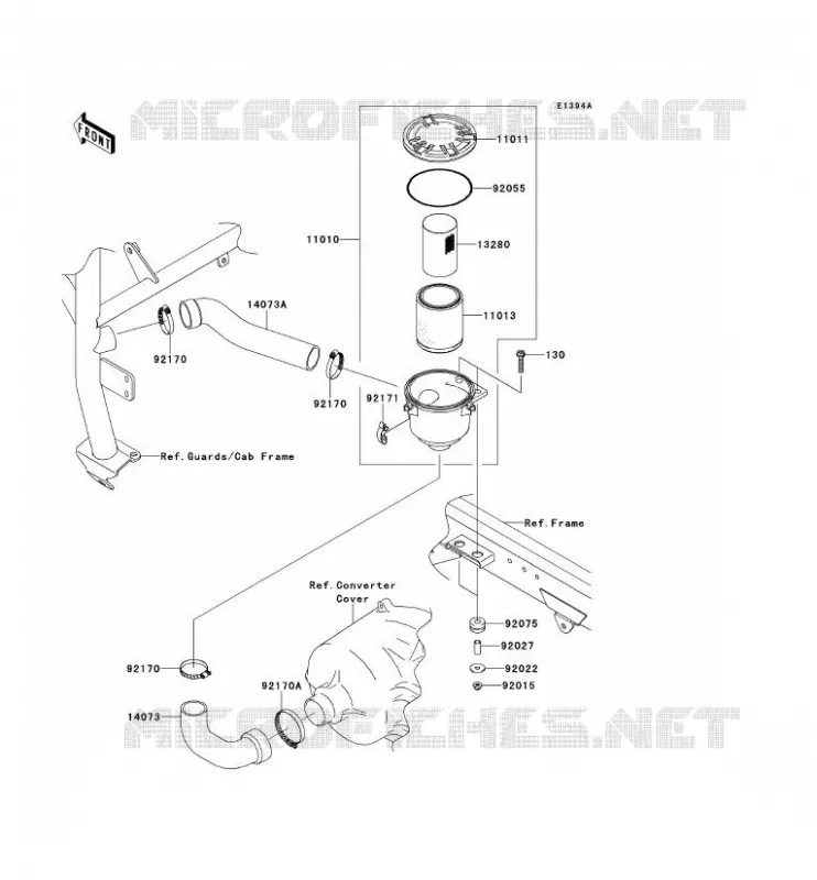 FILTRE A AIR - CONVERTISSEUR Kawasaki SSV 620 2011 MULE 4010 4X4  KAF620MBF