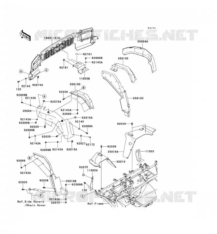 GARDE BOUE AVANT Kawasaki SSV 620 2011 MULE 4010 4X4  KAF620MBF