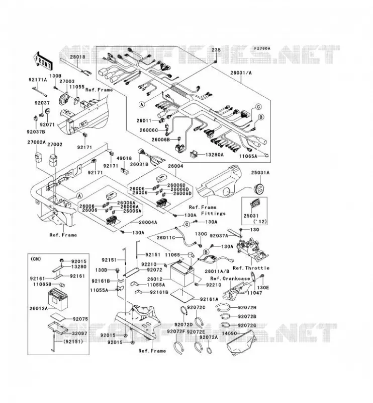 CHASSIS EQUIPMENT ELECTRIQUE Kawasaki SSV 620 2012 MULE 4010 4X4  KAF620MCF