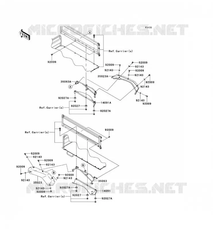 GARDE BOUE ARRI&Egrave;RE Kawasaki SSV 620 2013 MULE 4010 4X4  KAF620MDF
