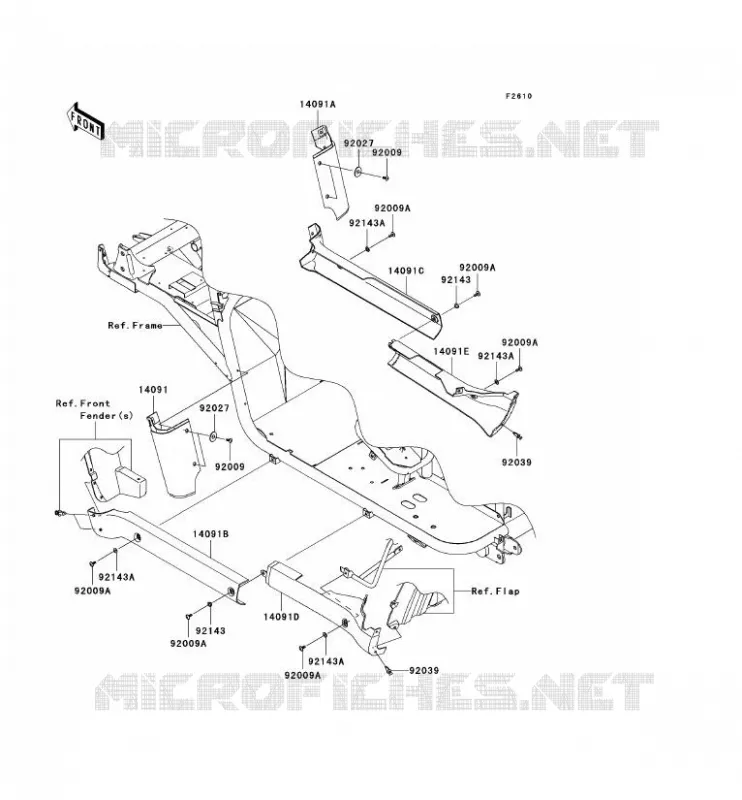 CACHE LAT&Eacute;RAL/GARDE CHAINE Kawasaki SSV 620 2009 MULE 4010 4X4  KAF620N9F