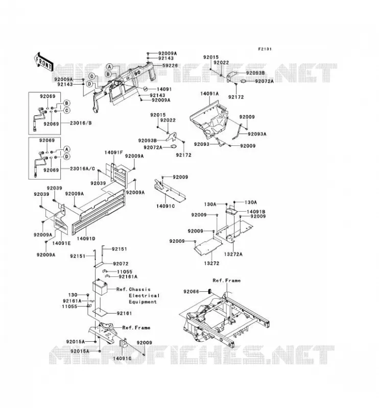 PIECE DE CADRE (COUVERTURE) Kawasaki SSV 620 2011 MULE 4000  KAF620PBF