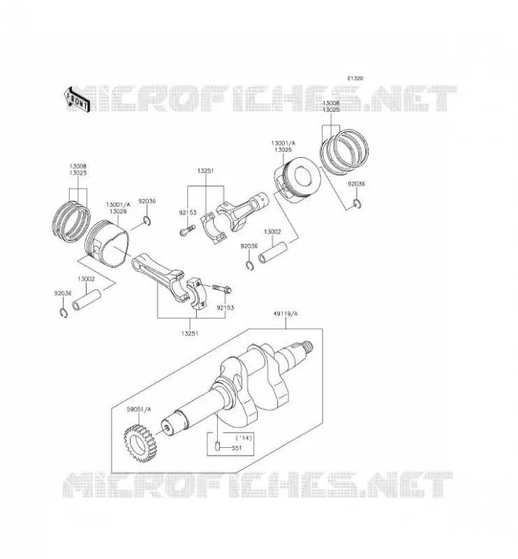 VILEBREQUIN/PISTON Kawasaki SSV 620 2015 MULE 4000  KAF620PFF