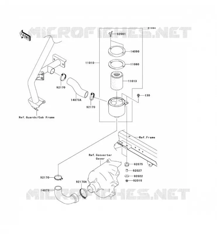 FILTRE A AIR - CONVERTISSEUR Kawasaki SSV 620 2011 MULE 4010 TRANS 4X4  KAF620RBF