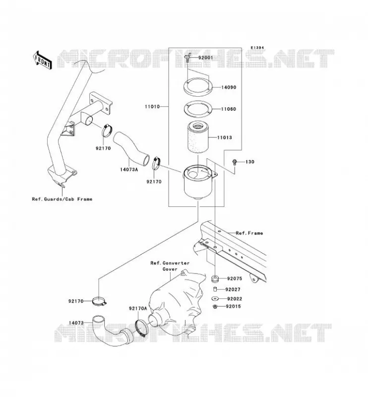 FILTRE A AIR - CONVERTISSEUR Kawasaki SSV 620 2011 MULE 4010 TRANS 4X4  KAF620RBFA