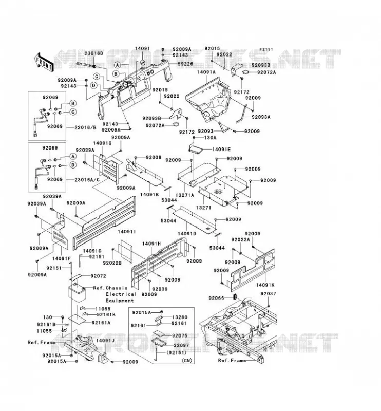 PIECE DE CADRE (COUVERTURE) Kawasaki SSV 620 2011 MULE 4010 TRANS 4X4  KAF620RBFA