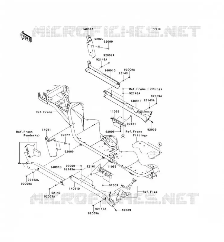 CACHE LAT&Eacute;RAL/GARDE CHAINE Kawasaki SSV 620 2012 MULE 4010 TRANS 4X4  KAF620RCF