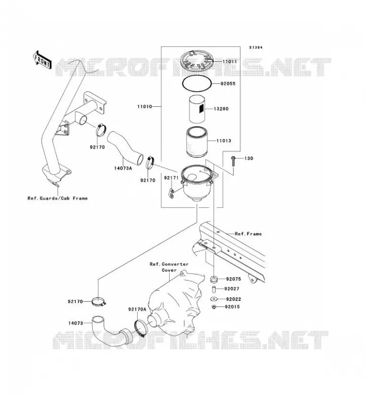 FILTRE A AIR - CONVERTISSEUR Kawasaki SSV 620 2012 MULE 4010 TRANS 4X4  KAF620RCFA