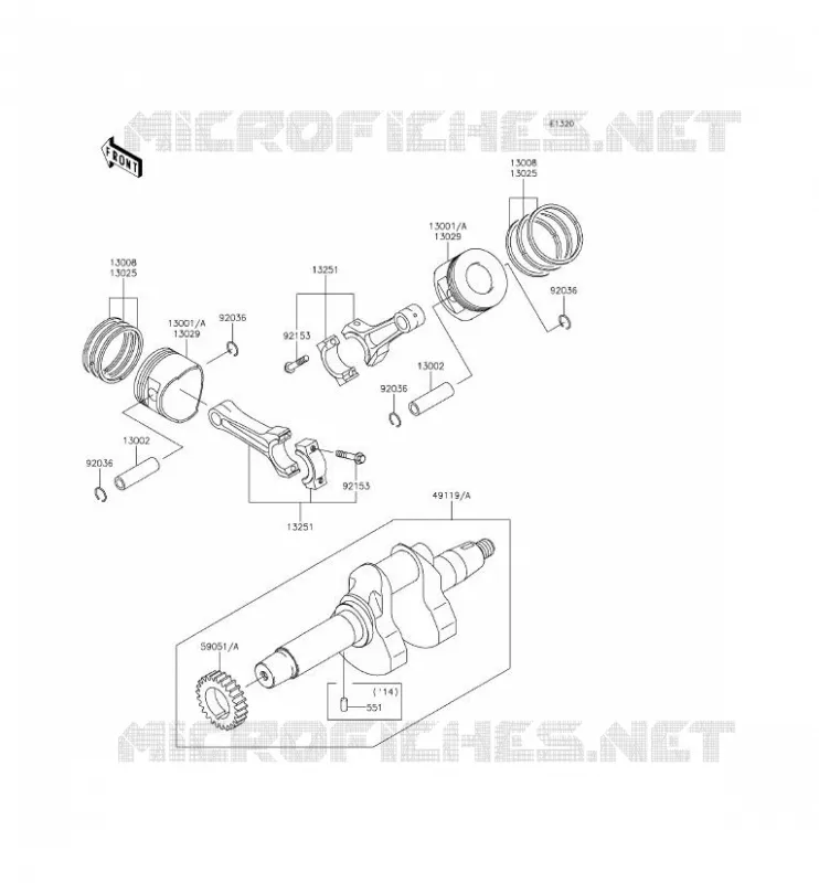 VILEBREQUIN/PISTON Kawasaki SSV 620 2015 MULE 4010 TRANS 4X4  KAF620RFF