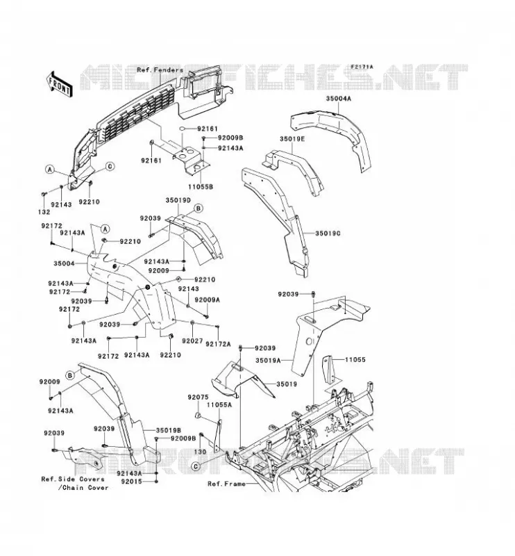 GARDE BOUE AVANT Kawasaki SSV 620 2012 MULE 4010 TRANS 4X4  KAF620SCF