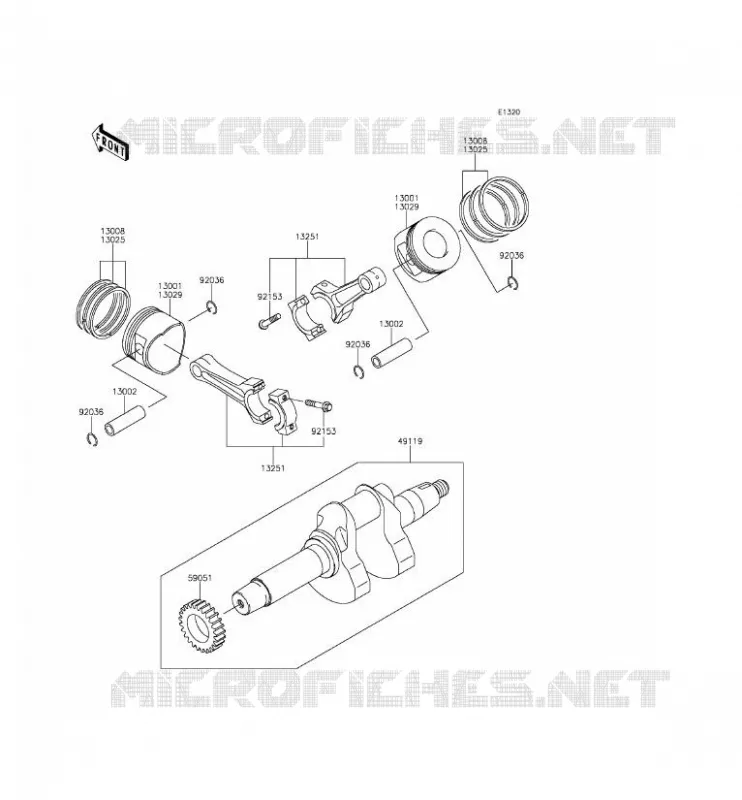 VILEBREQUIN/PISTON Kawasaki SSV 620 2015 MULE 4010 TRANS 4X4  KAF620SFF