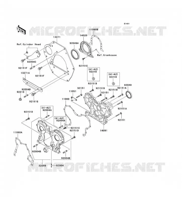 COUVERCLES MOTEUR Kawasaki SSV 950 no_year MULE 2510 DIESEL  KAF950-A1