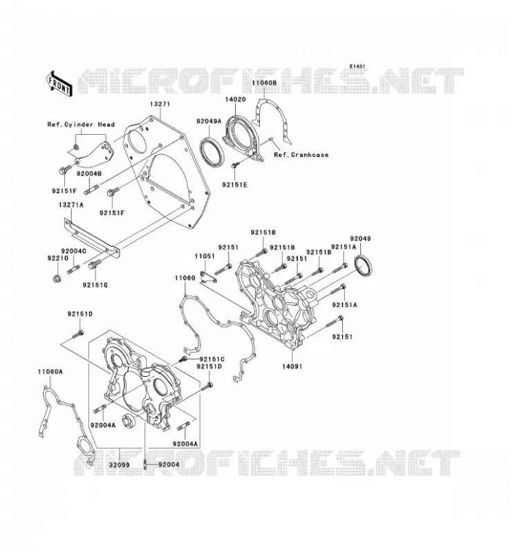 COUVERCLES MOTEUR Kawasaki SSV 950 2001 MULE 2510 DIESEL  KAF950-A2