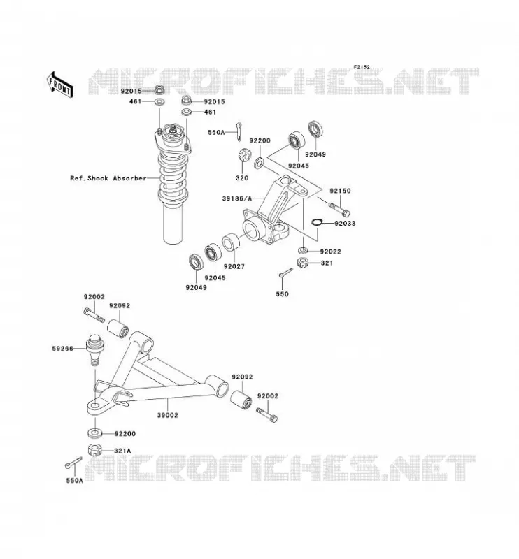 AMORTISSEUR AVANT Kawasaki SSV 950 2004 MULE 3010 DIESEL 4X4  KAF950-B2