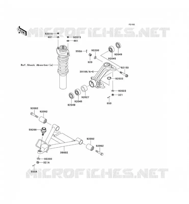AMORTISSEUR AVANT Kawasaki SSV 950 2006 MULE 3010 DIESEL 4X4  KAF950B6F
