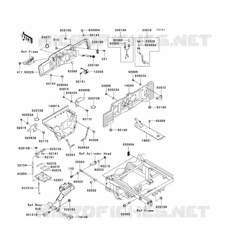 PIECE DE CADRE (COUVERTURE) Kawasaki SSV 950 2008 MULE 3010 DIESEL 4X4  KAF950D8F