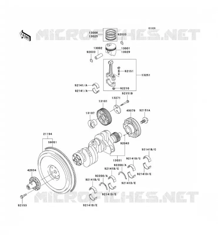 VILEBREQUIN/PISTON Kawasaki SSV 950 2008 MULE 3010 DIESEL 4X4  KAF950D8F