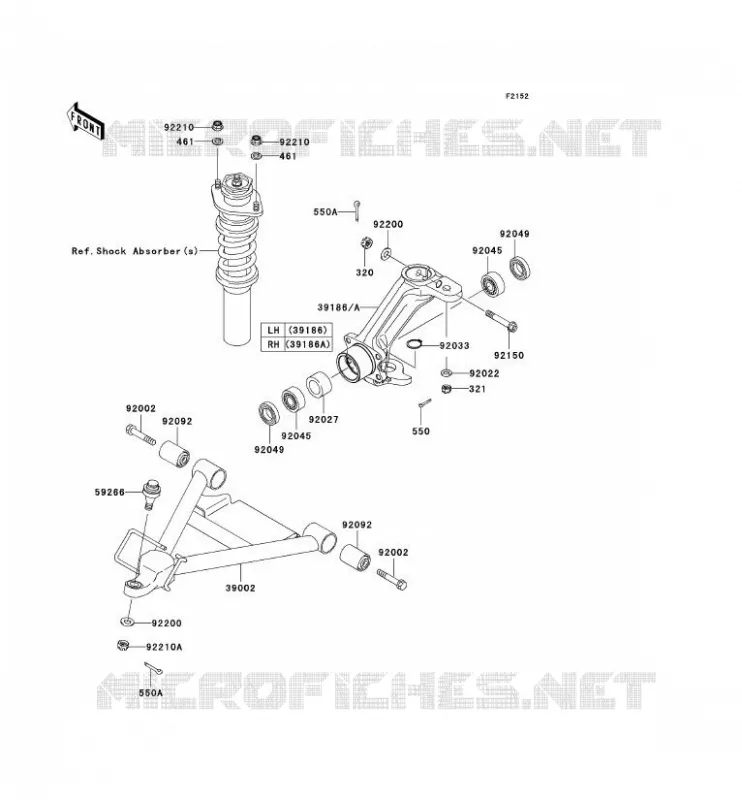 AMORTISSEUR AVANT Kawasaki SSV 950 2008 MULE 3010 DIESEL 4X4  KAF950D8F