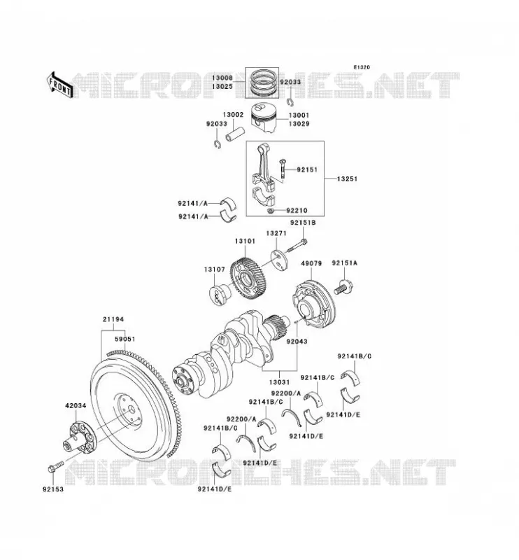 VILEBREQUIN/PISTON Kawasaki SSV 950 2008 MULE 3010 TRANS 4X4 DIESEL  KAF950E8F