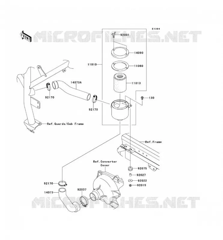 FILTRE A AIR - CONVERTISSEUR Kawasaki SSV 950 2010 MULE 4010 DIESEL 4X4  KAF950FAF