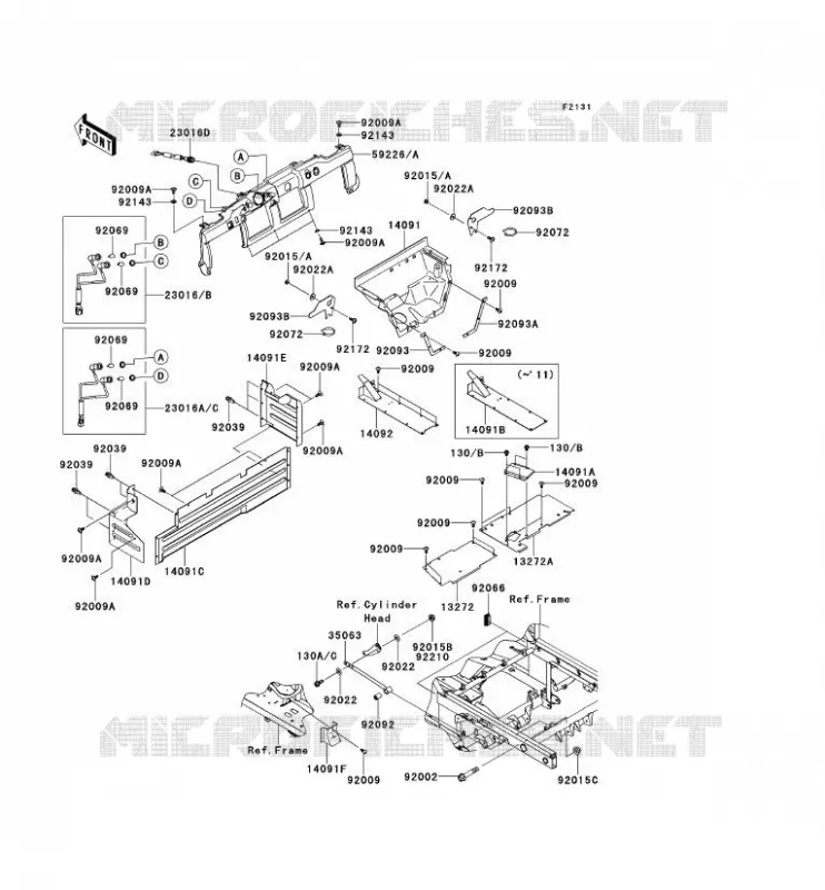 PIECE DE CADRE (COUVERTURE) Kawasaki SSV 950 2013 MULE 4010 DIESEL 4X4  KAF950FDF