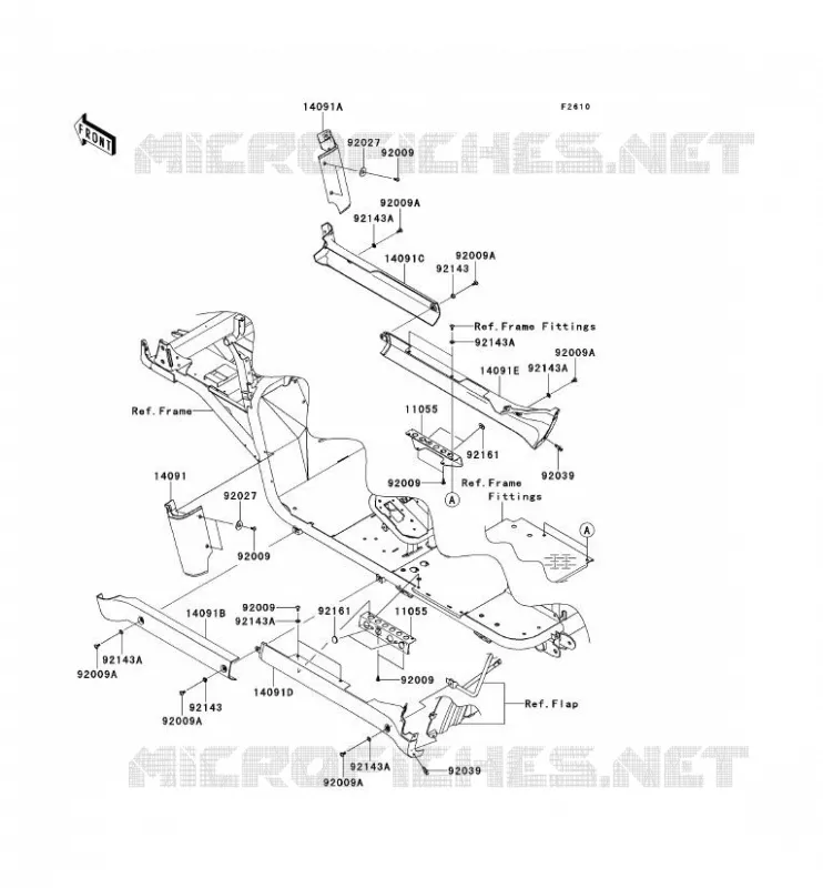 CACHE LAT&Eacute;RAL/GARDE CHAINE Kawasaki SSV 950 2012 MULE 4010 TRANS 4X4 DIESEL  KAF950GCF