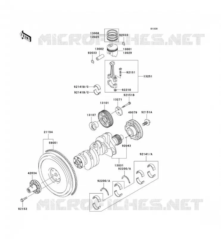 VILEBREQUIN/PISTON Kawasaki SSV 950 2010 MULE 4010 TRANS 4X4 DIESEL  KAF950HAF