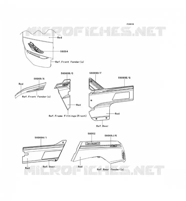 STICKER(F.RED) Kawasaki SSV 750 2013 TERYX 4 750 4X4 EPS LE  KRT750CDF