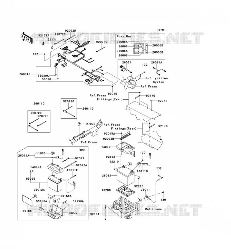 CHASSIS EQUIPMENT ELECTRIQUE Kawasaki SSV 800 2014 TERYX 4  KRT800AEF