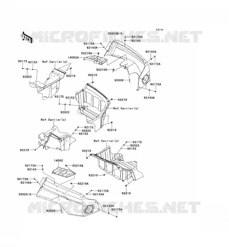 GARDE BOUE ARRI&Egrave;RE Kawasaki SSV 800 2014 TERYX 4  KRT800CEF