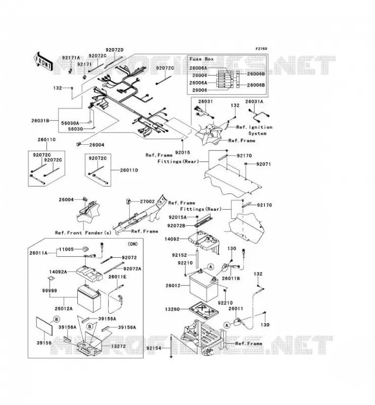 CHASSIS EQUIPMENT ELECTRIQUE Kawasaki SSV 800 2014 TERYX 4  KRT800CEF
