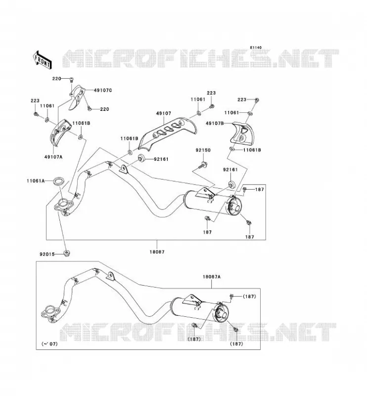 &Eacute;CHAPPEMENT Kawasaki TOUT-TERRAIN 110 2008 KLX110  KLX110A8F