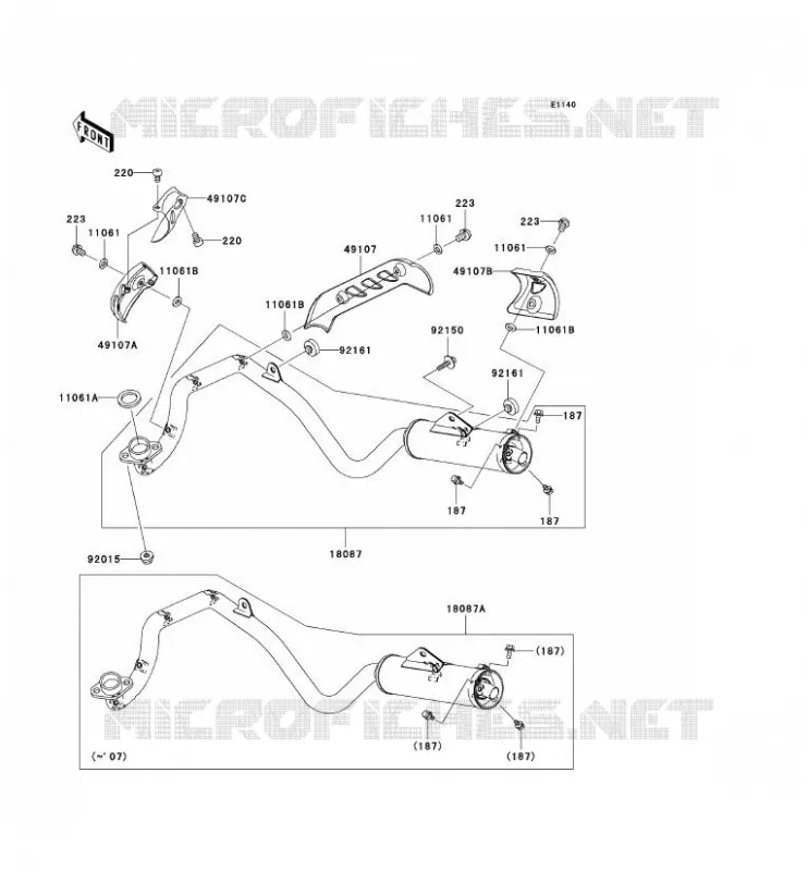 &Eacute;CHAPPEMENT Kawasaki TOUT-TERRAIN 110 2009 KLX110  KLX110A9F