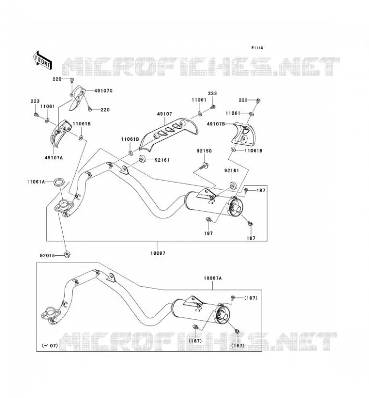 &Eacute;CHAPPEMENT Kawasaki TOUT-TERRAIN 110 2009 KLX110  KLX110A9F