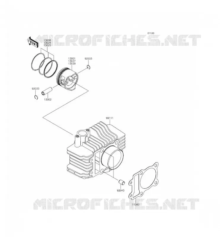 CYLINDRE/PISTON Kawasaki TOUT-TERRAIN 110 2015 KLX110L  KLX110DFF