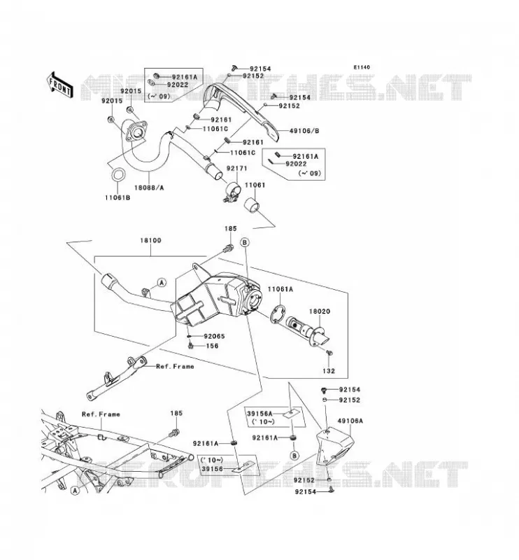 &Eacute;CHAPPEMENT Kawasaki TOUT-TERRAIN 140 2011 KLX140  KLX140ABF
