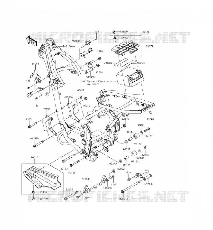 PIECE DE CADRE (COUVERTURE) Kawasaki TOUT-TERRAIN 140 2014 KLX140  KLX140AEF