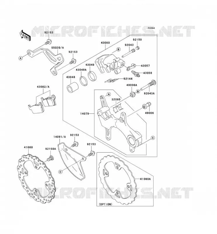 FREIN ARRIERE Kawasaki TOUT-TERRAIN 450 2009 KLX450R  KLX450A9F