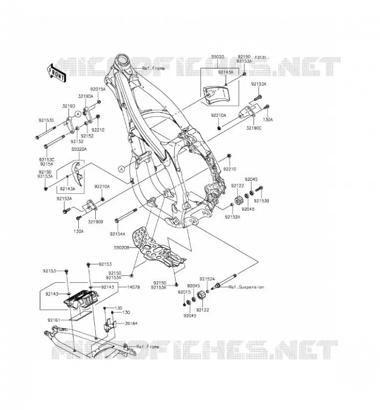 PIECE DE CADRE (COUVERTURE) Kawasaki TOUT-TERRAIN 450 2013 KLX450R  KLX450ADF
