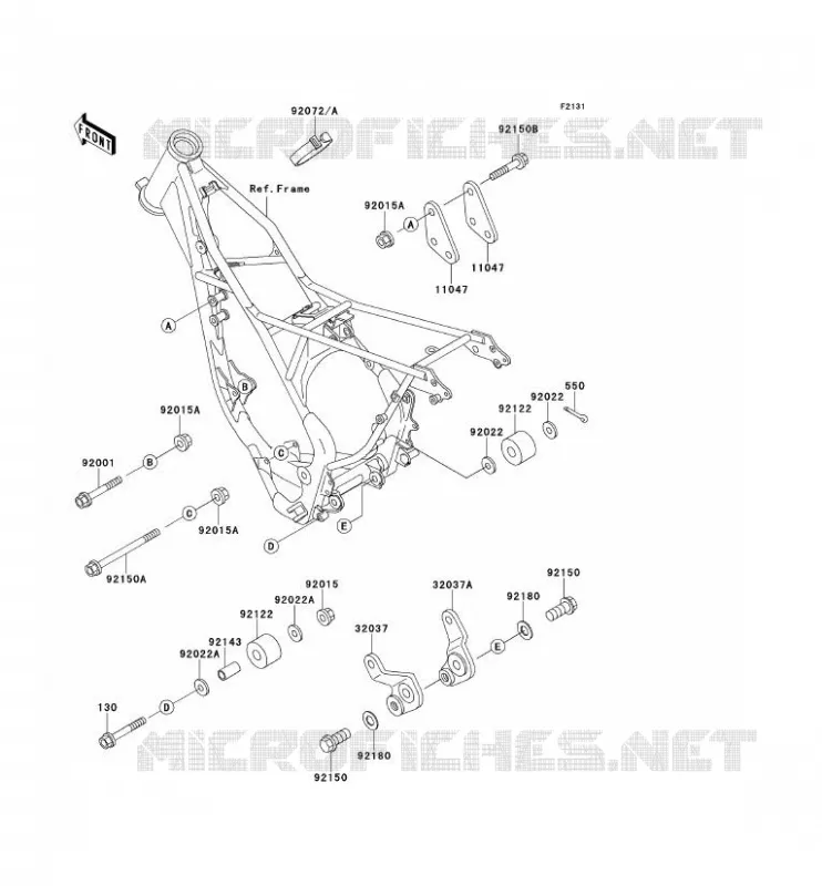 PIECE DE CADRE (COUVERTURE) Kawasaki TOUT-TERRAIN 100 1992 KX100  KX100-B2