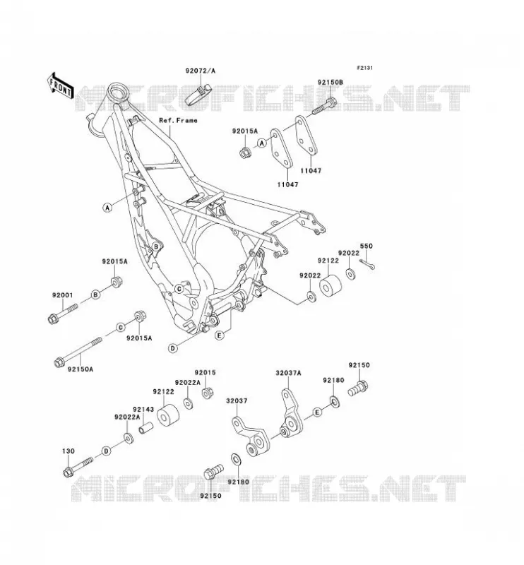 PIECE DE CADRE (COUVERTURE) Kawasaki TOUT-TERRAIN 100 1992 KX100  KX100-B2