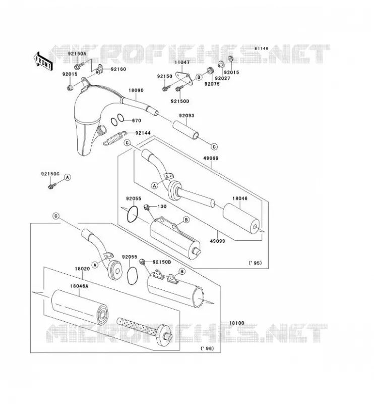 &Eacute;CHAPPEMENT Kawasaki TOUT-TERRAIN 100 1994 KX100  KX100-B4