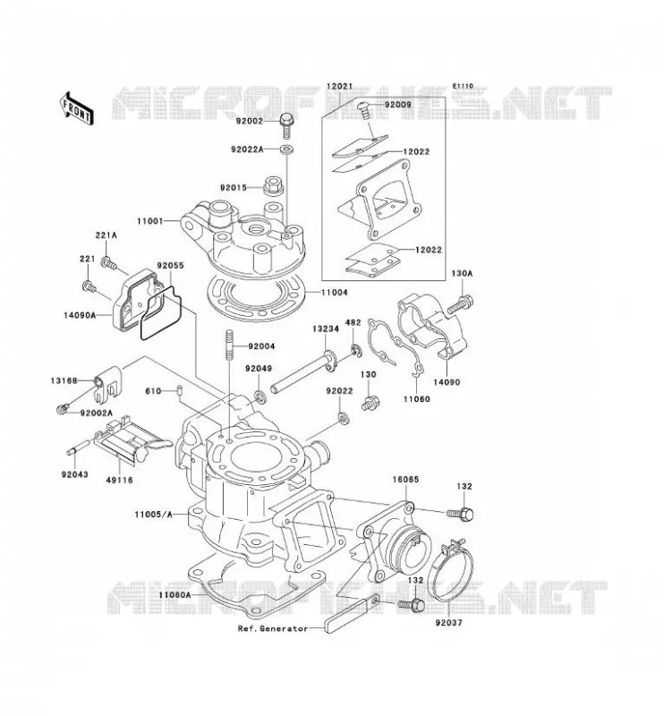 CULASSE/CYLINDRE Kawasaki TOUT-TERRAIN 100 2002 KX100  KX100-D2