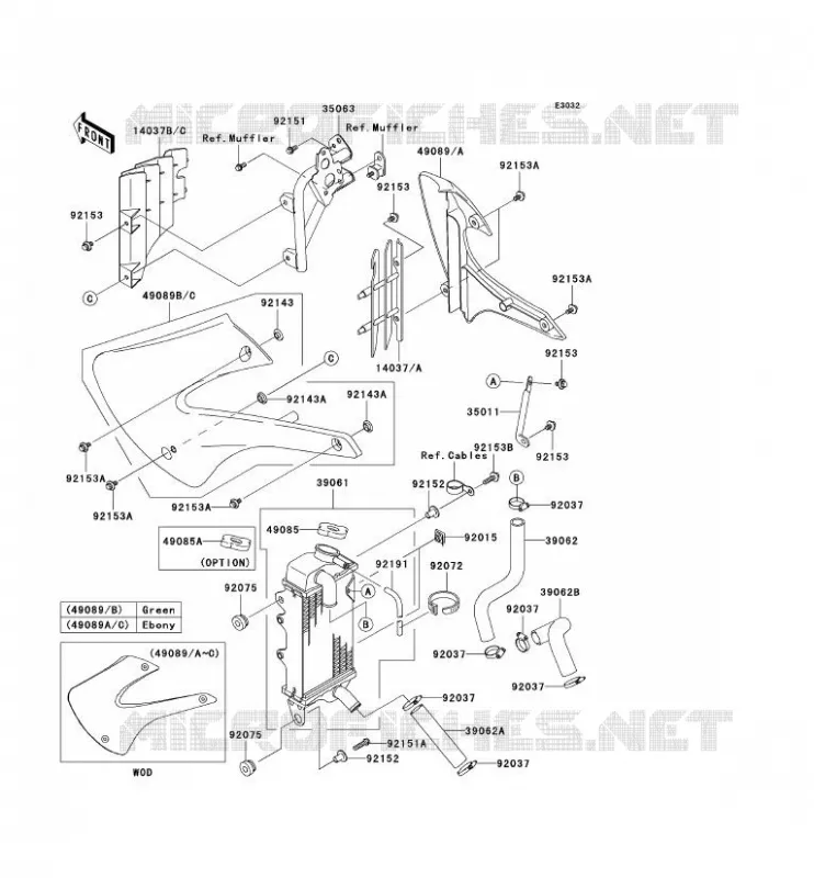 RADIATEUR Kawasaki TOUT-TERRAIN 100 2006 KX100  KX100D6F