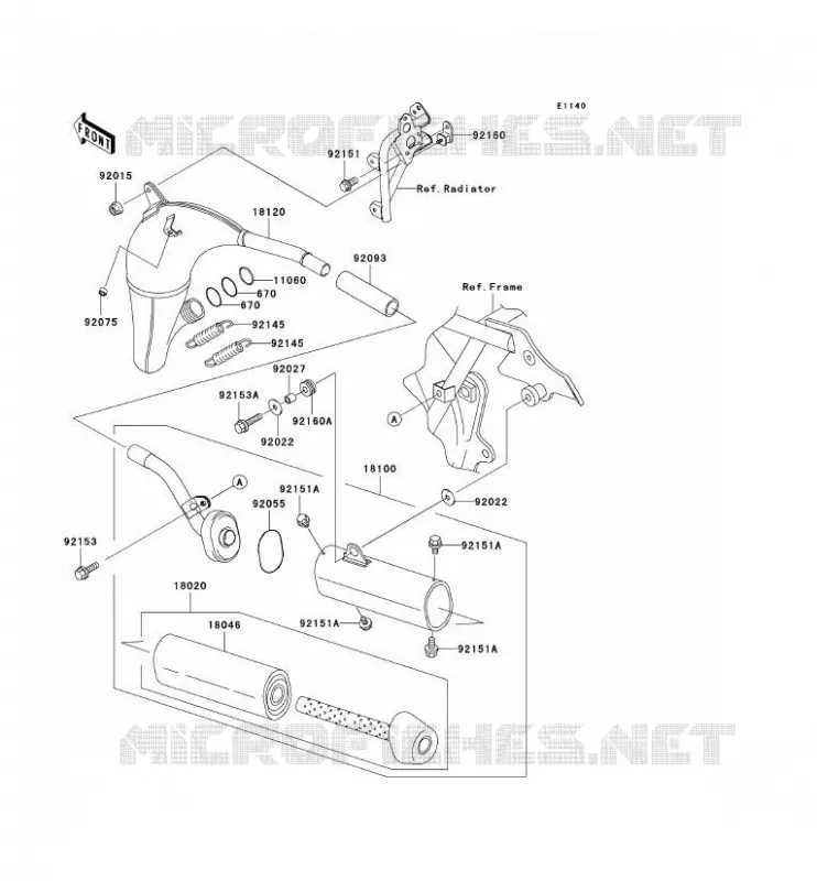 &Eacute;CHAPPEMENT Kawasaki TOUT-TERRAIN 100 2008 KX100  KX100D8F