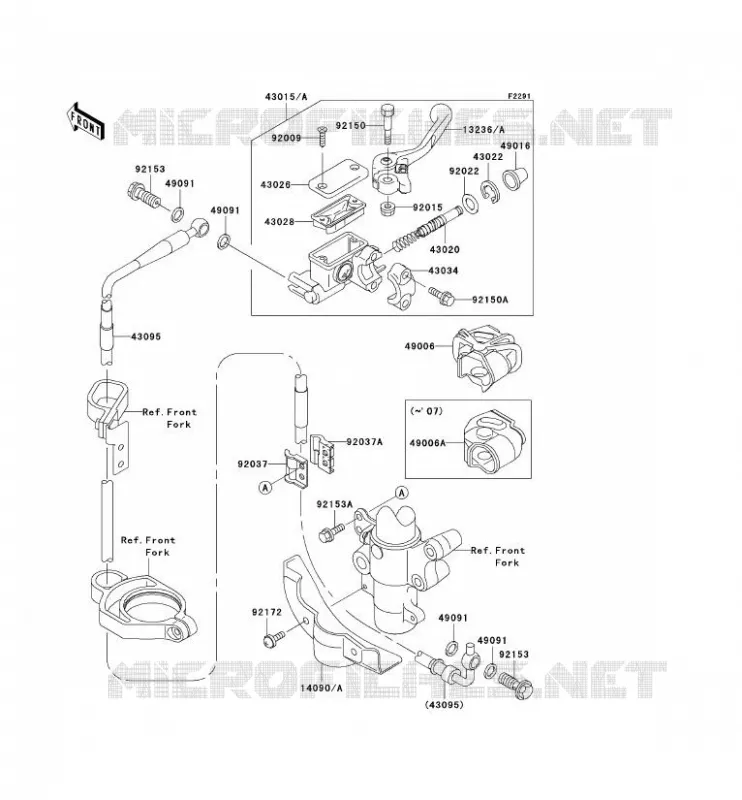 MAITRE CYLINDRE AV Kawasaki TOUT-TERRAIN 100 2008 KX100  KX100D8F