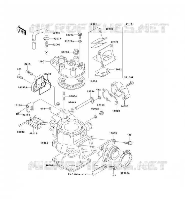CULASSE/CYLINDRE Kawasaki TOUT-TERRAIN 100 2009 KX100  KX100D9F