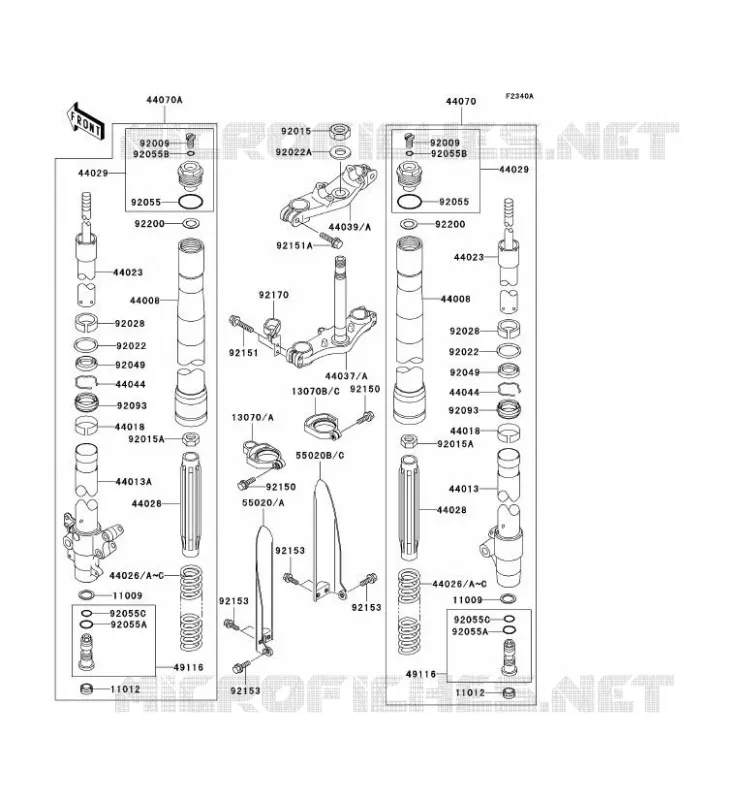 FOURCHE Kawasaki TOUT-TERRAIN 100 2009 KX100  KX100D9F